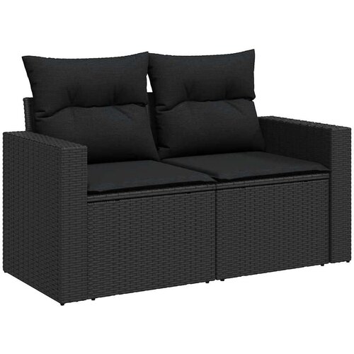 VidaXL 6-dijelni set vrtnih sofa s jastucima crni od poliratana bagrem Slike