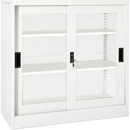 vidaXL Omara z drsnimi vrati bela 90x40x90 cm jeklo Cene