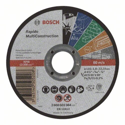 Bosch rezna ploča ravna Rapido Multi Construction ACS 60 V BF, 115 mm, 1,0 mm - 2608602384 Cene