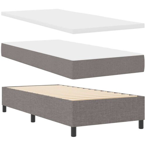  LED Box Spring Krevet s madracem Sivo-smeđa 80 x 200 cm tkanina Slike