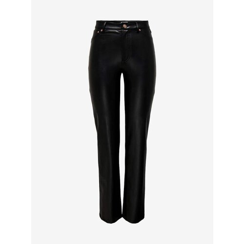Only Black Leatherette Pants Emily - Women Cene