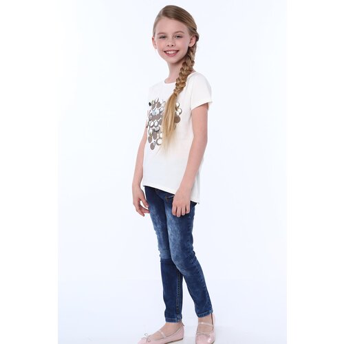 Fasardi T-shirt with mirror cream petals Slike