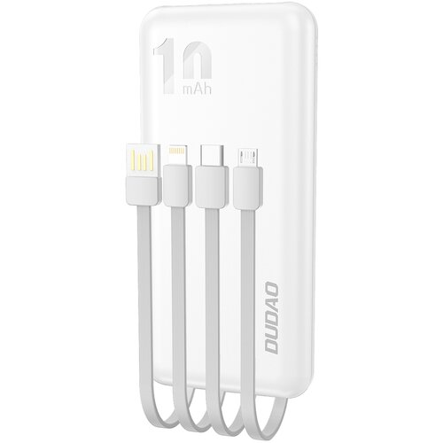 Dudao Powerbank K6Pro 10000mAh univerzalni z USB-C microUSB Lightning kablom, bel, (21533803) Cene