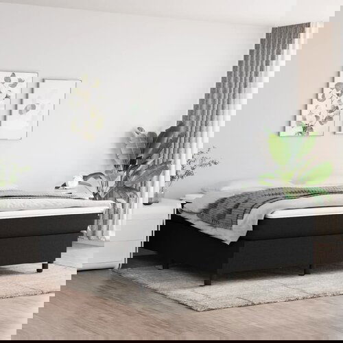 The Living Store Box spring postelja z vzmetnico črna 160x200 cm blago - Box Spring Postelja, (21514404) Cene