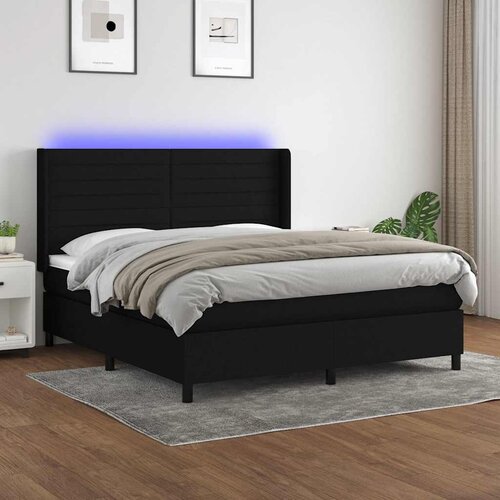  box spring s madracem LED crni 180x200 cm od tkanine Slike