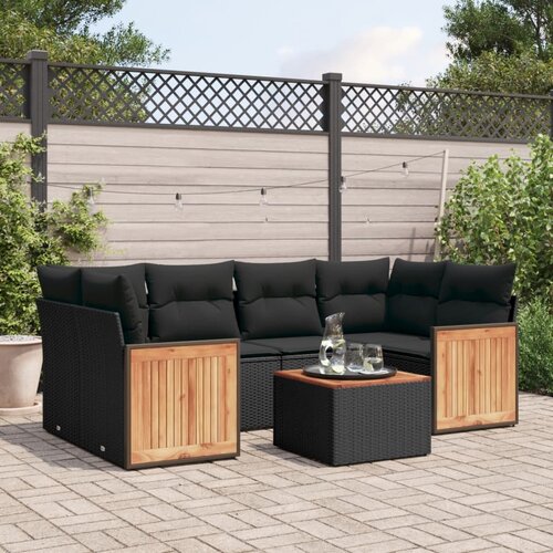 vidaXL 7-dijelni set vrtnih sofa od poliratana s jastucima crni Cijene