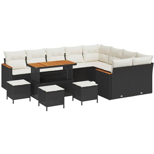 vidaXL Vrtna sedežna garnitura z blazino 13 pcs Črna Poliratan, (5000133593) Cene