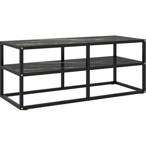The Living Store TV omarica črna in črno marmorno steklo 100x40x40 cm - TV Omarica, (21375113) Slike