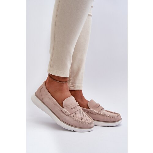 Kesi Sergio Leone Beige Suede Platform Loafers Slike