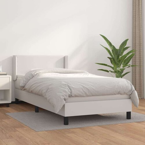  Box spring postelja z vzmetnico bela 80x200 cm umetno usnje, (20723749) Slike