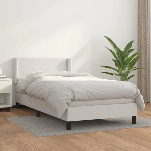  Box spring postelja z vzmetnico bela 80x200 cm umetno usnje, (20723749)