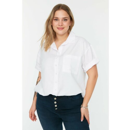 Trendyol Curve White Pocket Detailed Woven Shirt Slike