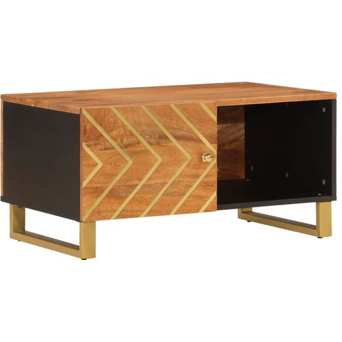  Stolić za kavu smeđe-crni 80x50x40 cm od masivnog drva manga Slike