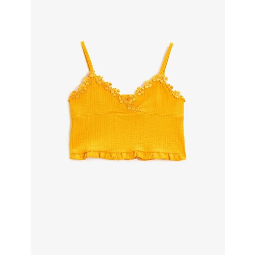 Koton Textured Strappy Crop Top with Frilled Flower Clipping Detail Slike