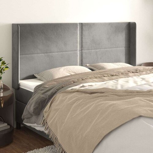  Uzglavlje s ušima svjetlosivo 203x16x118/128 cm baršunasto Cijene