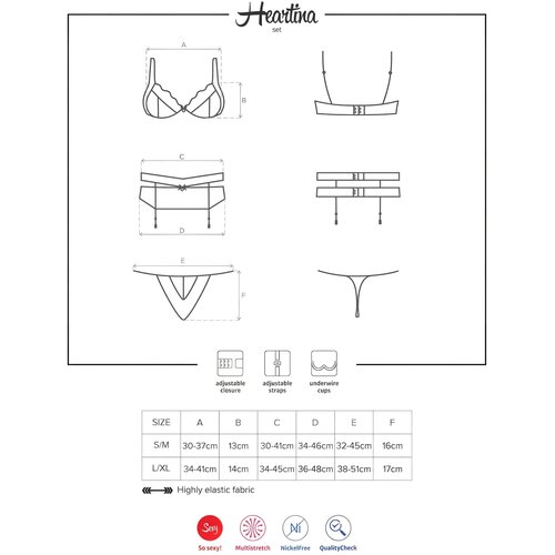 Obsessive Seksi komplet Heartina rdeč Slike