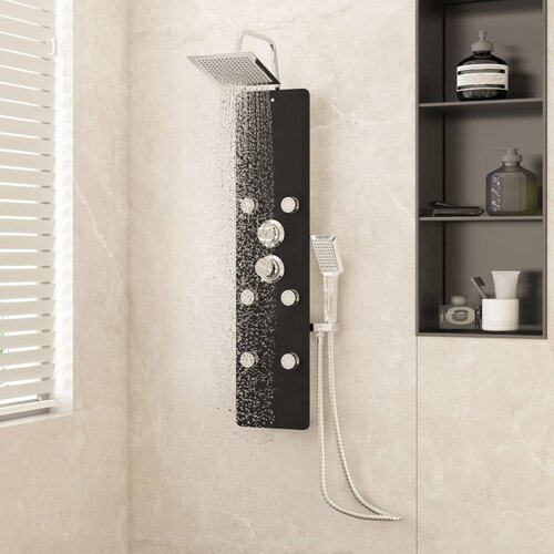 VidaXL Panel za tu&amp;scaron;iranje od stakla 25 x 47,5 x 130 cm crni Slike