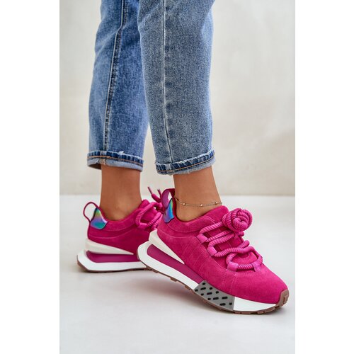 ARTIKER Suede Women Sneakers On Platform With Thick Lacing Fuchsia Cijene