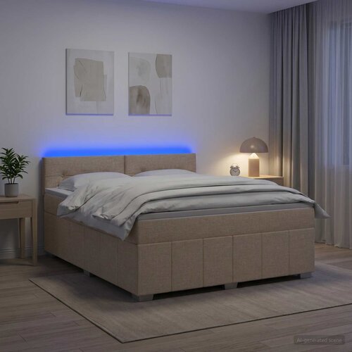  Boxspring krevet s madracem Krem 140 x 190 cm Tkanina Cijene