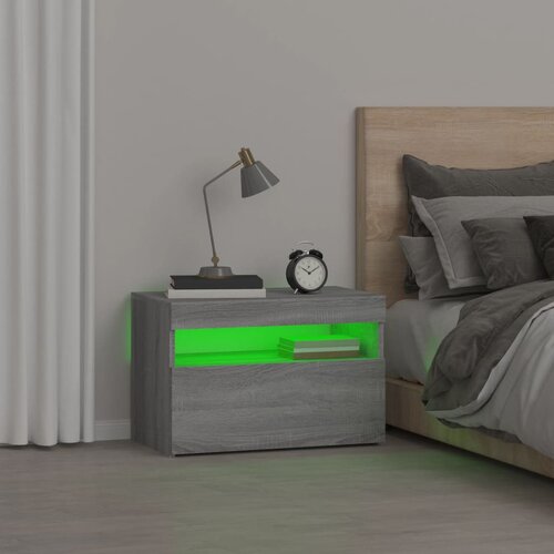  Noćni ormarić s LED svjetlima boja hrasta sonome 60x35x40 cm Slike