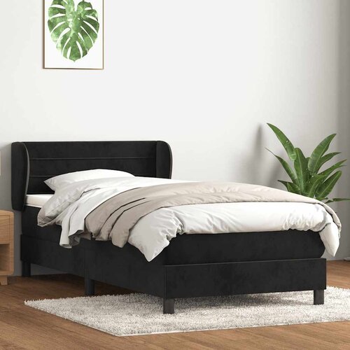 vidaXL Box spring postelja z vzmetnico črna 80x220 cm žamet Cene