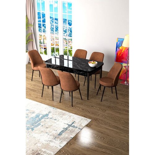 Hanah home Set Trpezarijski sto i 6 stolica Zen, Terakota Cijene