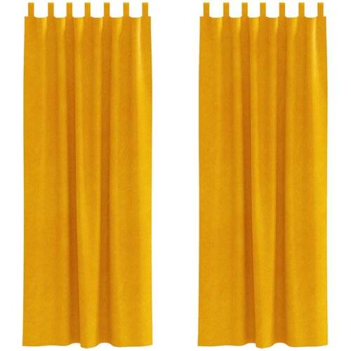 vidaXL Zavjese za zamračivanje 2 kom. Žuta boja senfa 140 x 225 cm - Žuta boja senfa 140 x 225 cm s petljama za vje&scaron;anje Cijene