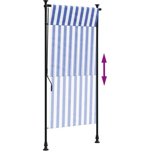  Vanjska roleta plavo-bijela 100 x 270 cm od tkanine i čelika Slike