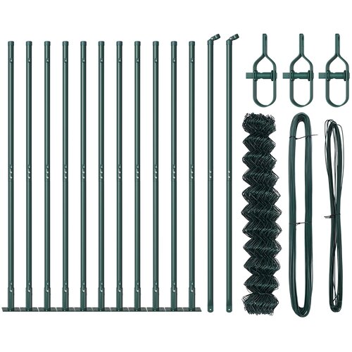 VidaXL Ograđen lanac s 13 flanged postova 1x25 m Cinkovana čelična Slike