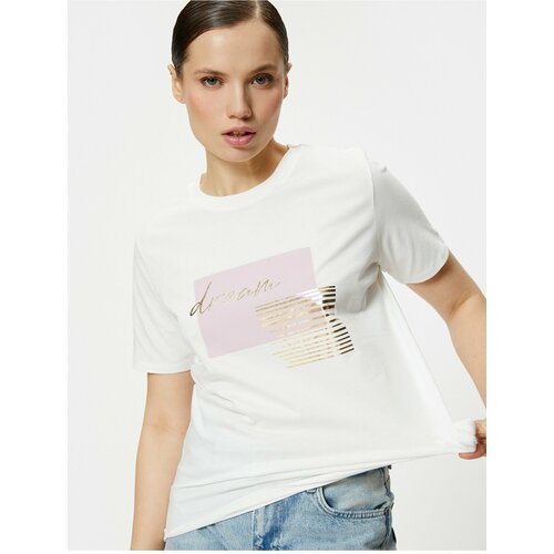 Koton Motto Printed T-Shirt Crew Neck Short Sleeve Cotton Standard Fit Slike