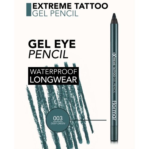 Flormar Extreme Tattoo Gel Penci vodootporna gel olovka za oči nijansa 03 Deep Green 1,2 g Slike
