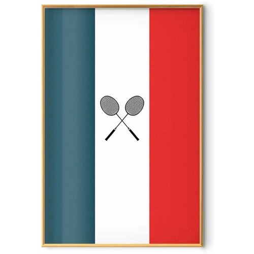  Plakat - French Flags and Black Badminton Rackets 40x60 Zlatni okvir Slike