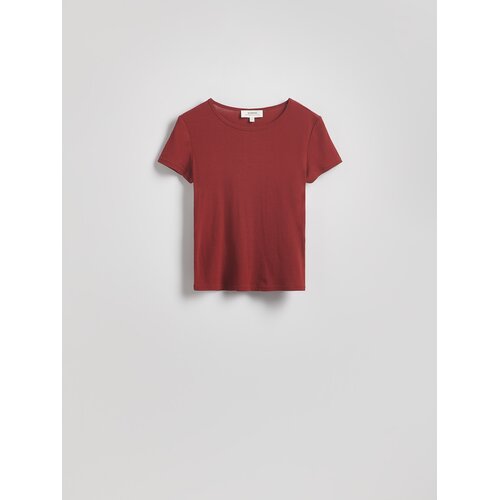 Reserved Pamučna majica slim fit - tamnoljubičasto Cene