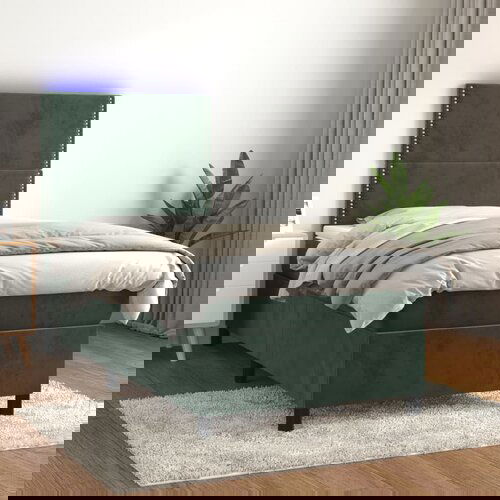  The Living Store Box spring postelja z vzmetnico LED tem. zelena 80x200 cm žamet - Box Spring Postelja, (21489129) Cene