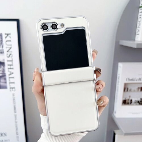  Torbica Color Plating Leather za Samsung F741B Galaxy Z Flip 6 5G bela Slike