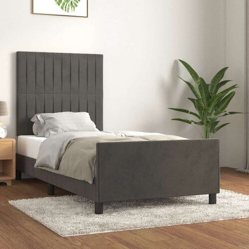  Posteljni okvir z vzglavjem temno siva 80x200 cm žamet, (20788562) Slike