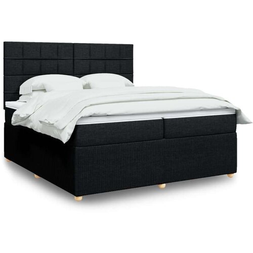  Krevet s oprugama i madracem crni 200x200 cm od tkanine Slike