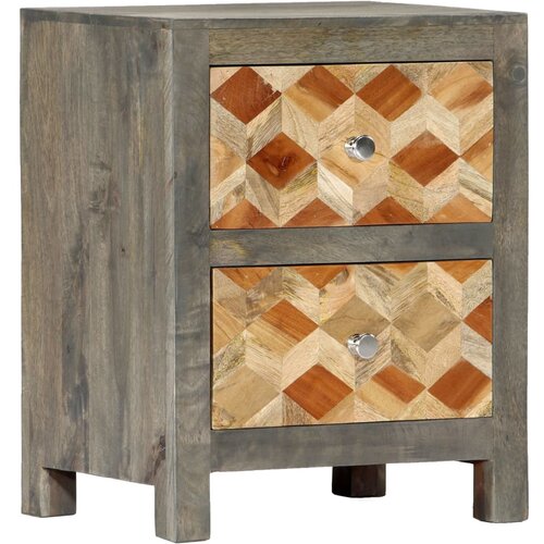 VidaXL Nočna omarica siva 40x30x50 cm trden mangov les, (20731652) Slike