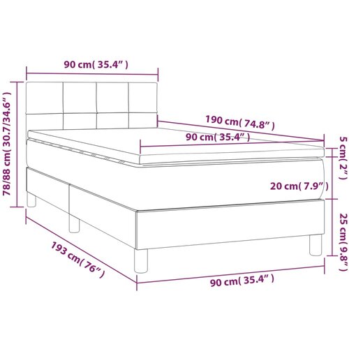  box spring s madracem LED plavi 90x190 cm od tkanine Slike