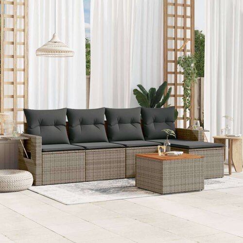 vidaXL 6-dijelni set vrtnih sofa od poliratana s jastucima sivi Cene