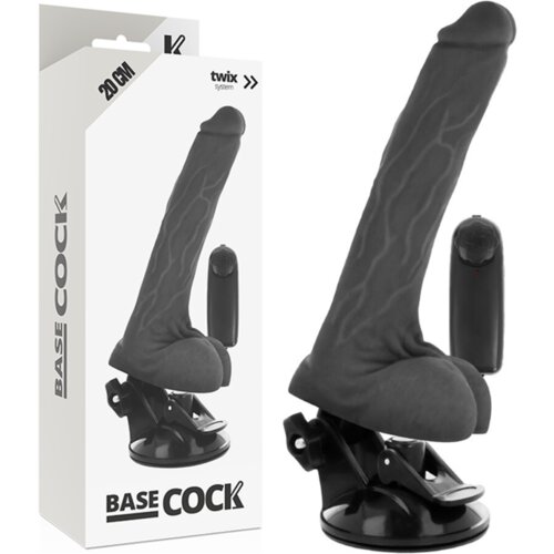 BaseCock ČRN REALISTIČNI VIBRATOR NA DALJINSKO UPRAVLJANJE S TESTISI 20 CM ČRN TALLA 1, (21264040) Slike