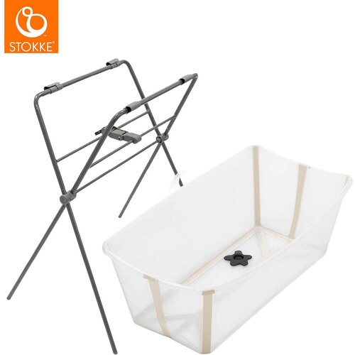 Stokke otro&scaron;ka banjica flexi bath&reg; sandy beige + zložljivo stojalo za banjico flexi bath&reg; grey Cene