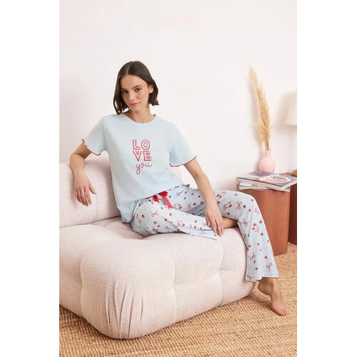 TRENDYOLMILLA Ženski set pidžame Thmss25Pt00188, Svetloplavi Slike