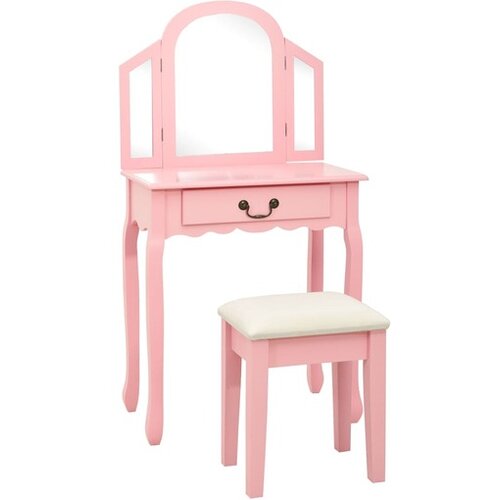 Mizica za ličenje s stolčkom roza 65x36x128cm pavlovnija in MDF Cene