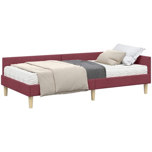  Kutni krevetni okvir s madracem 2 kom. Vinska crvena 90 x 200 cm Slike