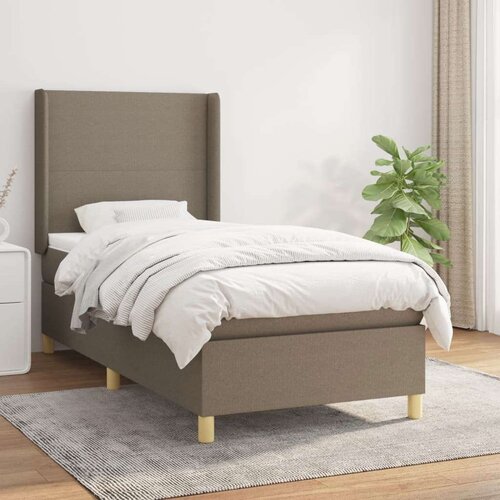  Box spring postelja z vzmetnico taupe 90x190 cm blago, (20791664) Cene