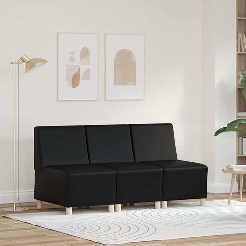 vidaXL kavčni stoli 3 pcs črna 55 x 74 x 82 cm umetna koža Cene