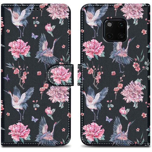 Cadorabo Ohi&scaron;je, združljiv s Huawei - Design Crane & Flowers &scaron;t. 9 - Za&scaron;čitni pokrov z magnetnim zapiranjem, funkcijo stojala in režo za kartico, (20694975) Cene
