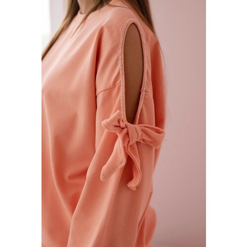 Kesi Set of sweatshirts with a bow on the sleeves and leggings salmon Cene