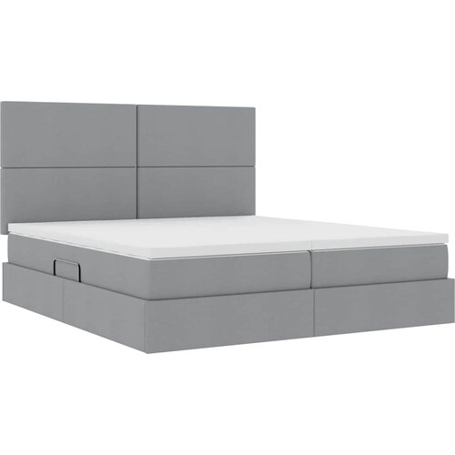  Krevet s LED trakama Svijetlo siva 200 x 200 cm tkanina Slike